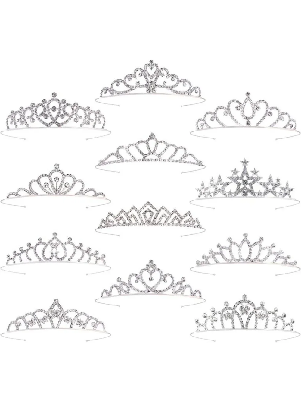 12 Pcs Silver Princess Tiaras & Crowns Set for Women & Girls - Perfect for